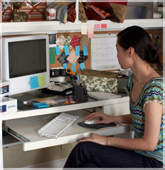 Decorative image of female computer user